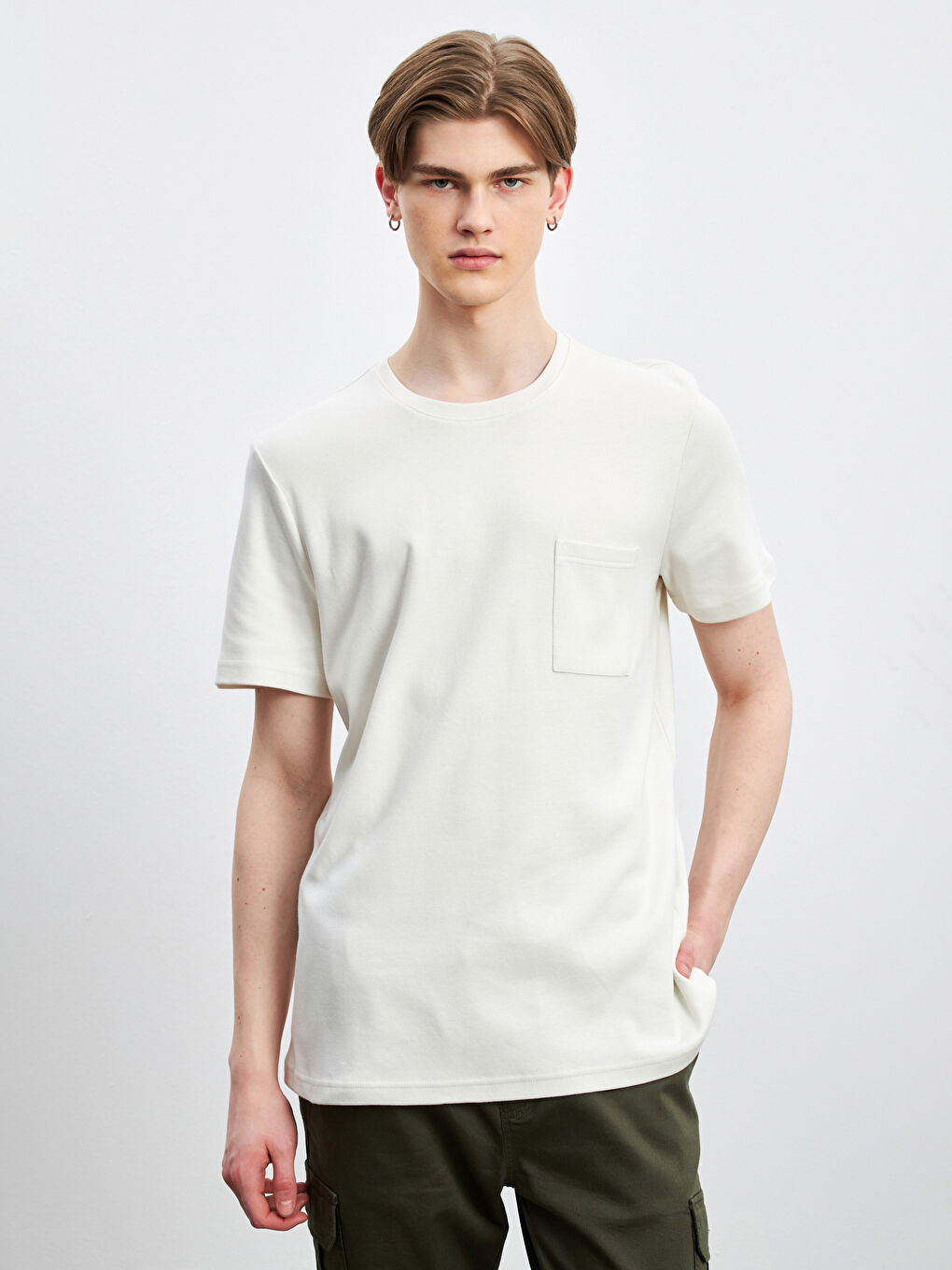 Crew Neck Plain Pocket Men's T-Shirt