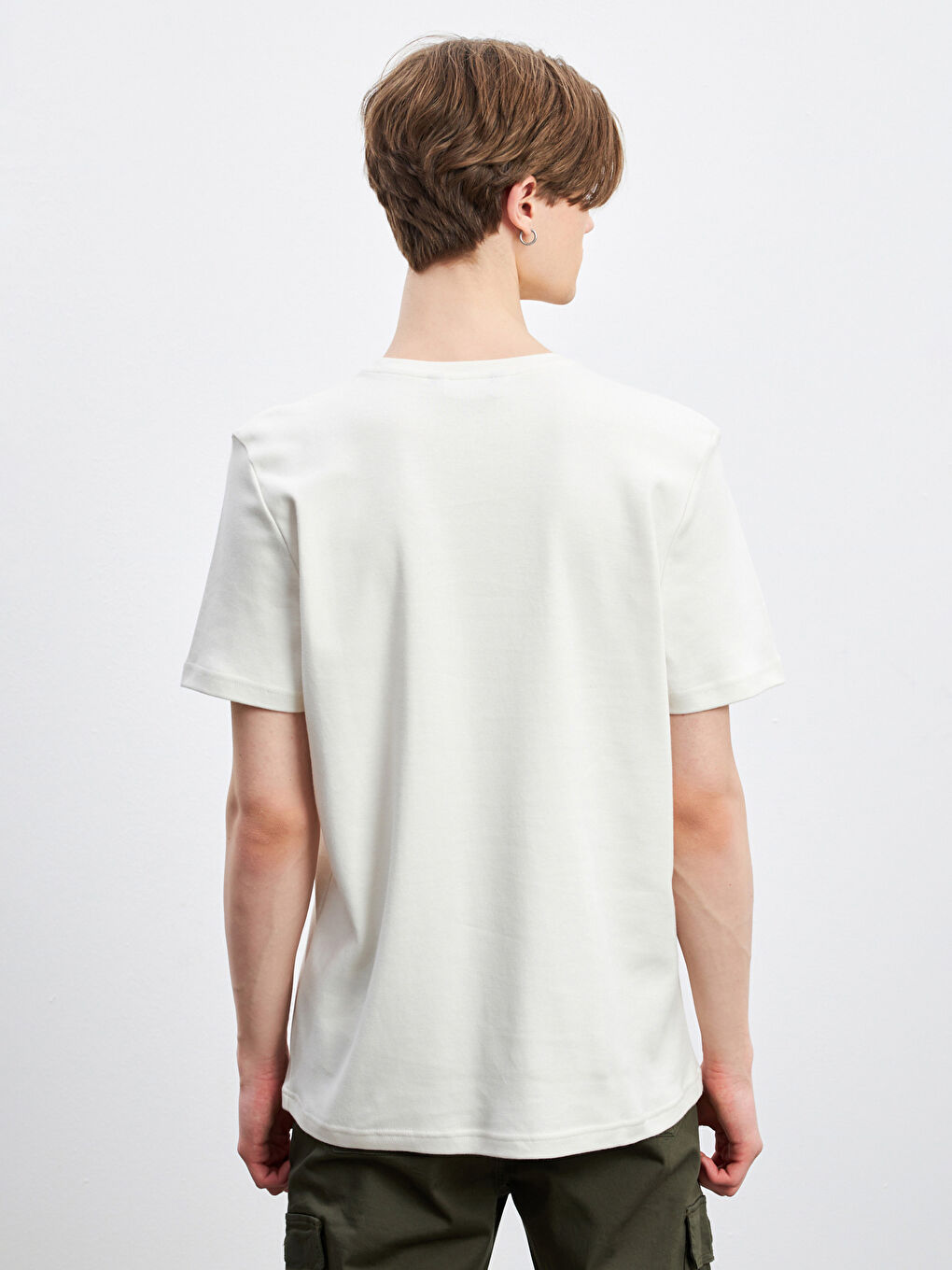 Crew Neck Plain Pocket Men's T-Shirt-3