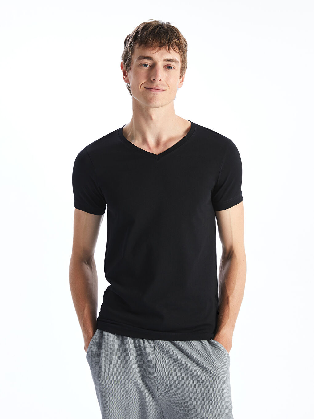 V Neck Short Sleeve Men's Vest -S41867Z8-CVL