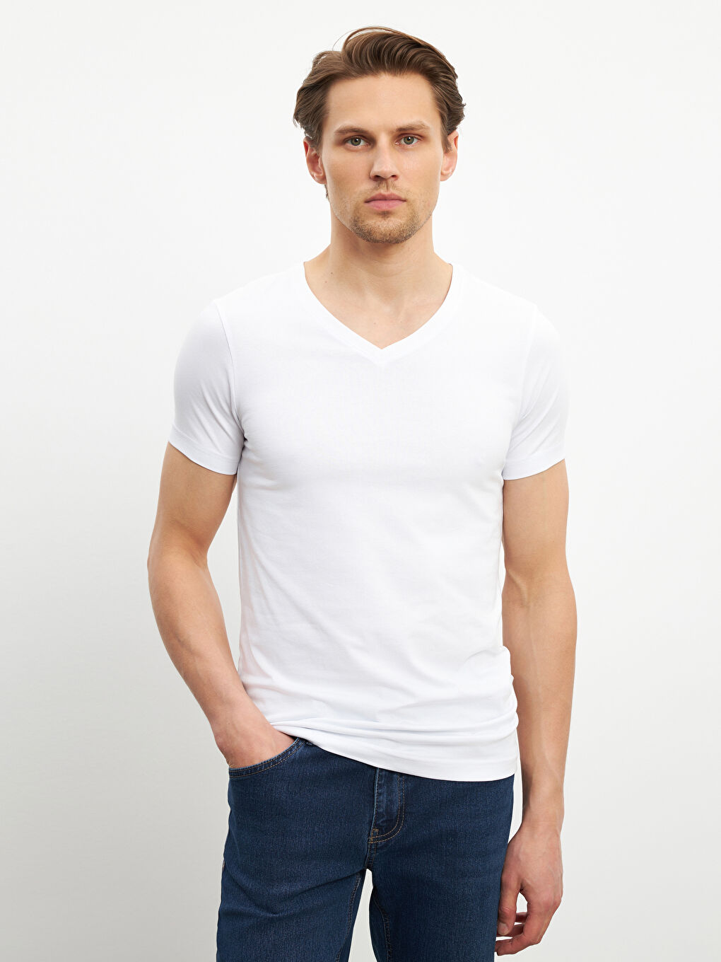 V Neck Short Sleeve Men's Vest -S41867Z8-VC4