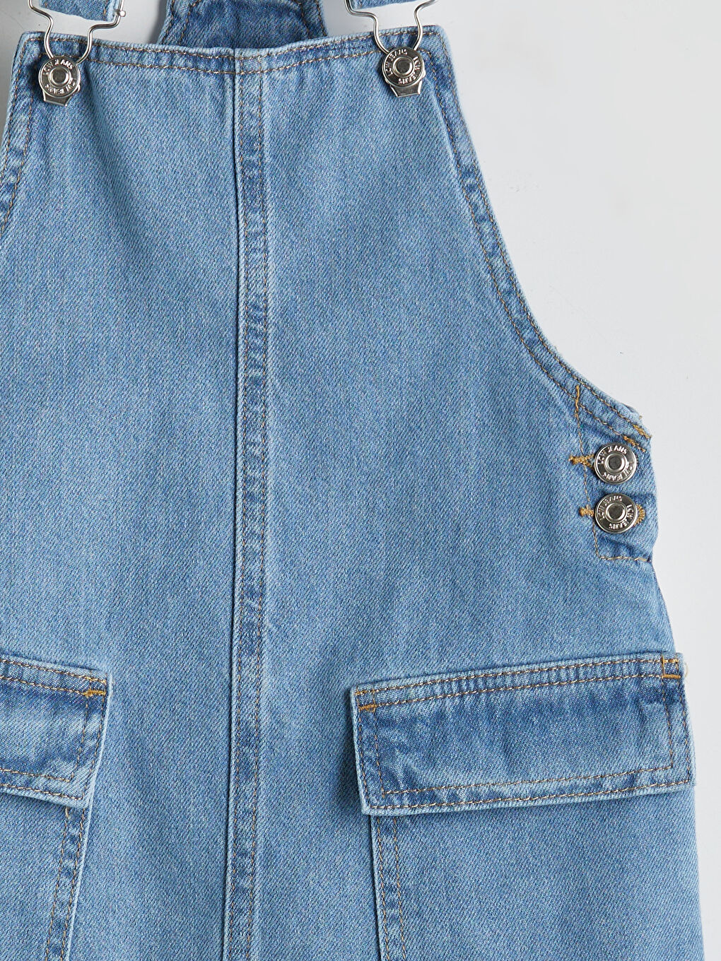 Square Collar Girl Jean Salopet Dress-2