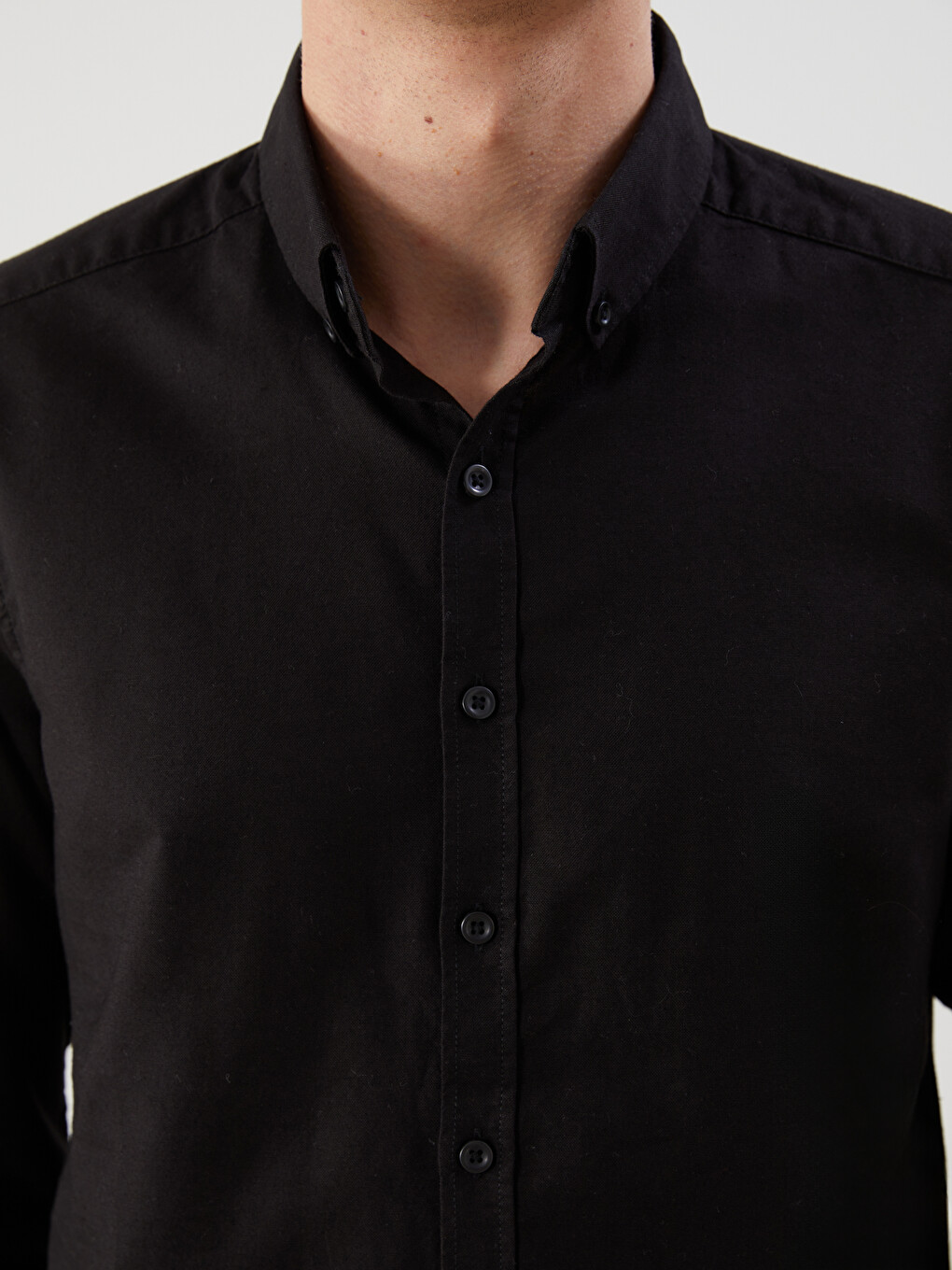 Slim Fit Long Sleeve Oxford Men's Shirt-5