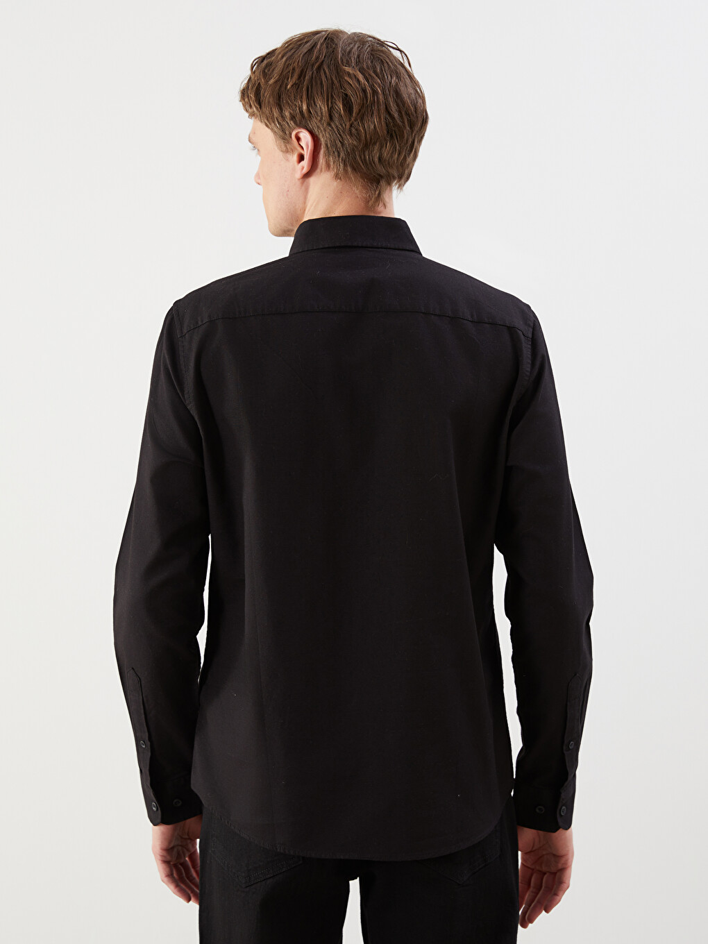 Slim Fit Long Sleeve Oxford Men's Shirt-7