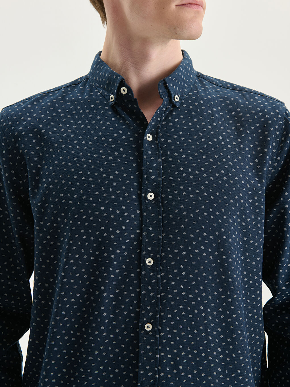 ерлерге арналған тар пішім ұзын жең жейде-2