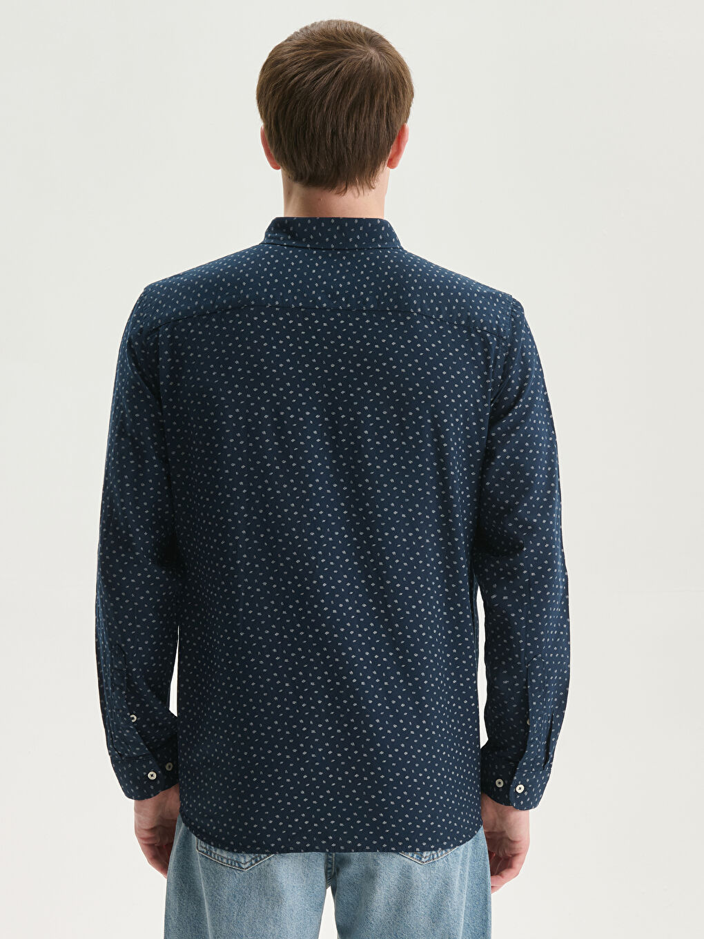 ерлерге арналған тар пішім ұзын жең жейде-3