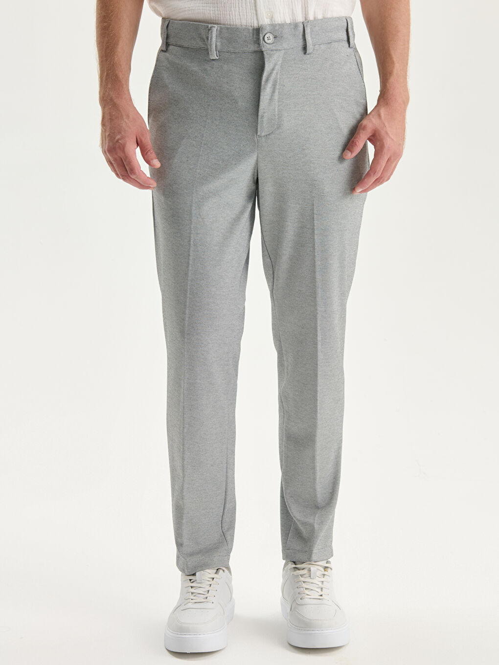 Gri Dar Kalıp Erkek Chino Pantolon-1