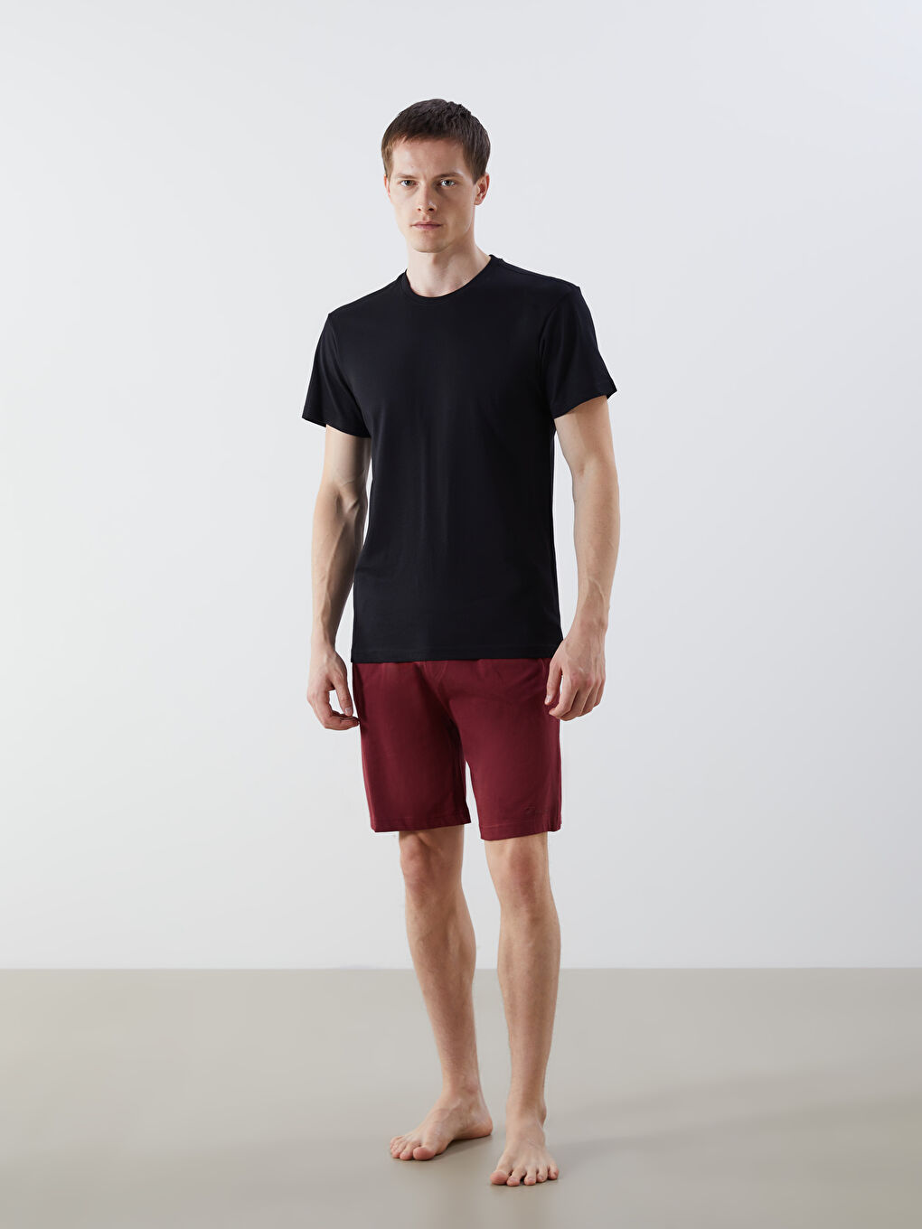 Bordo Slim Fit Erkek Pijama Alt Şort