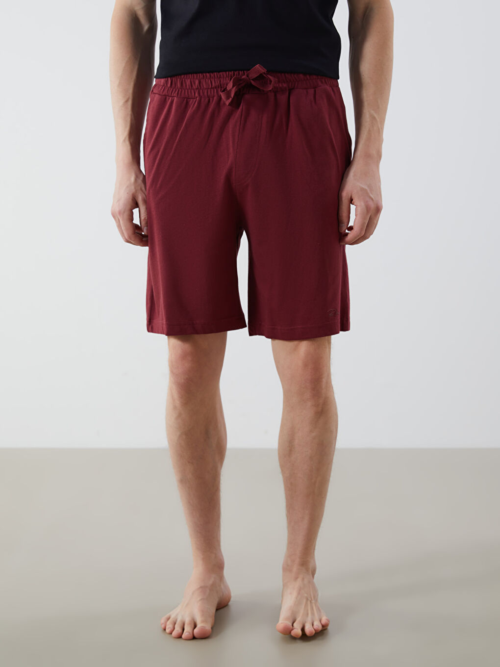 Bordo Slim Fit Erkek Pijama Alt Şort-1
