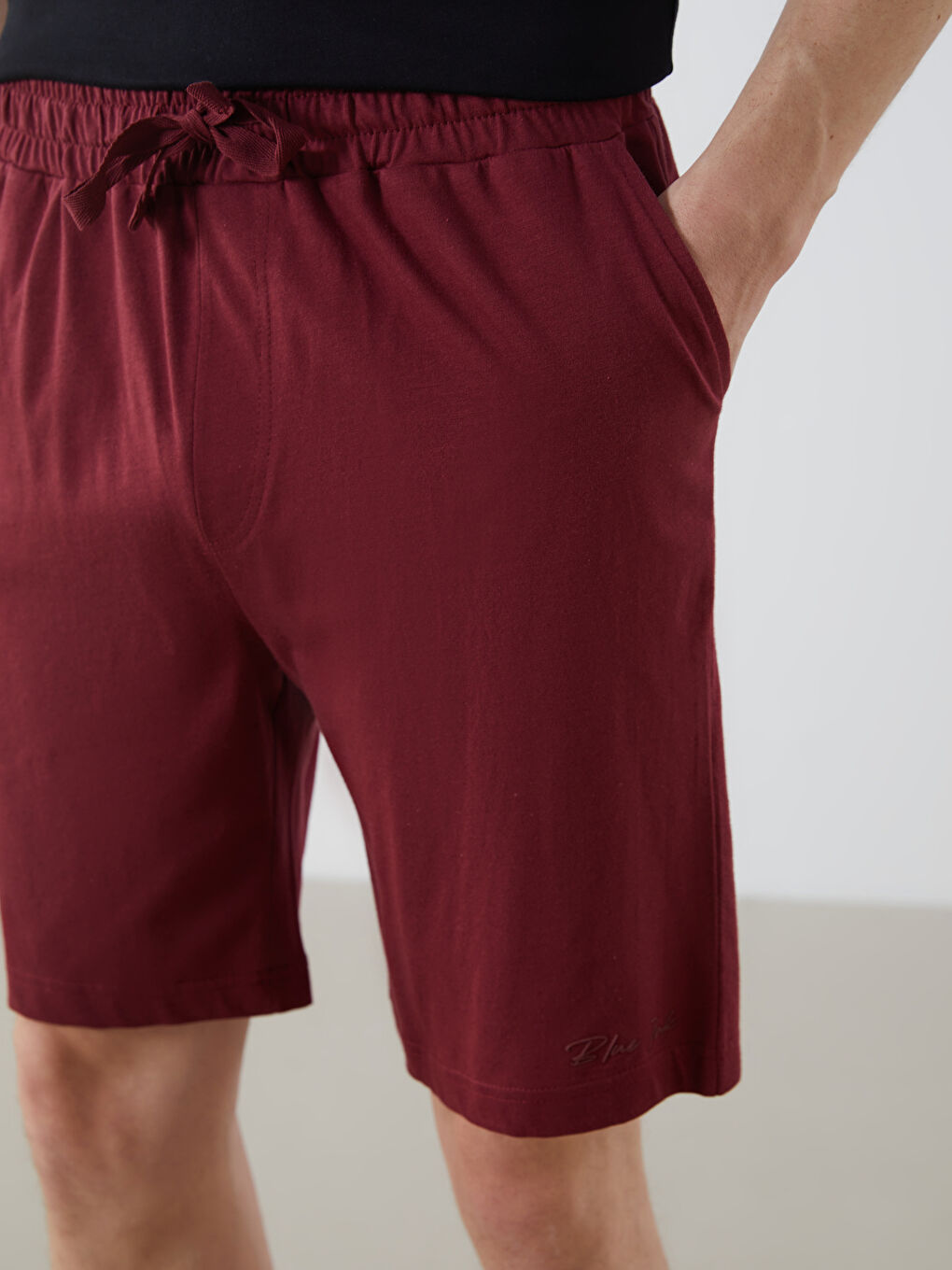 Bordo Slim Fit Erkek Pijama Alt Şort-2