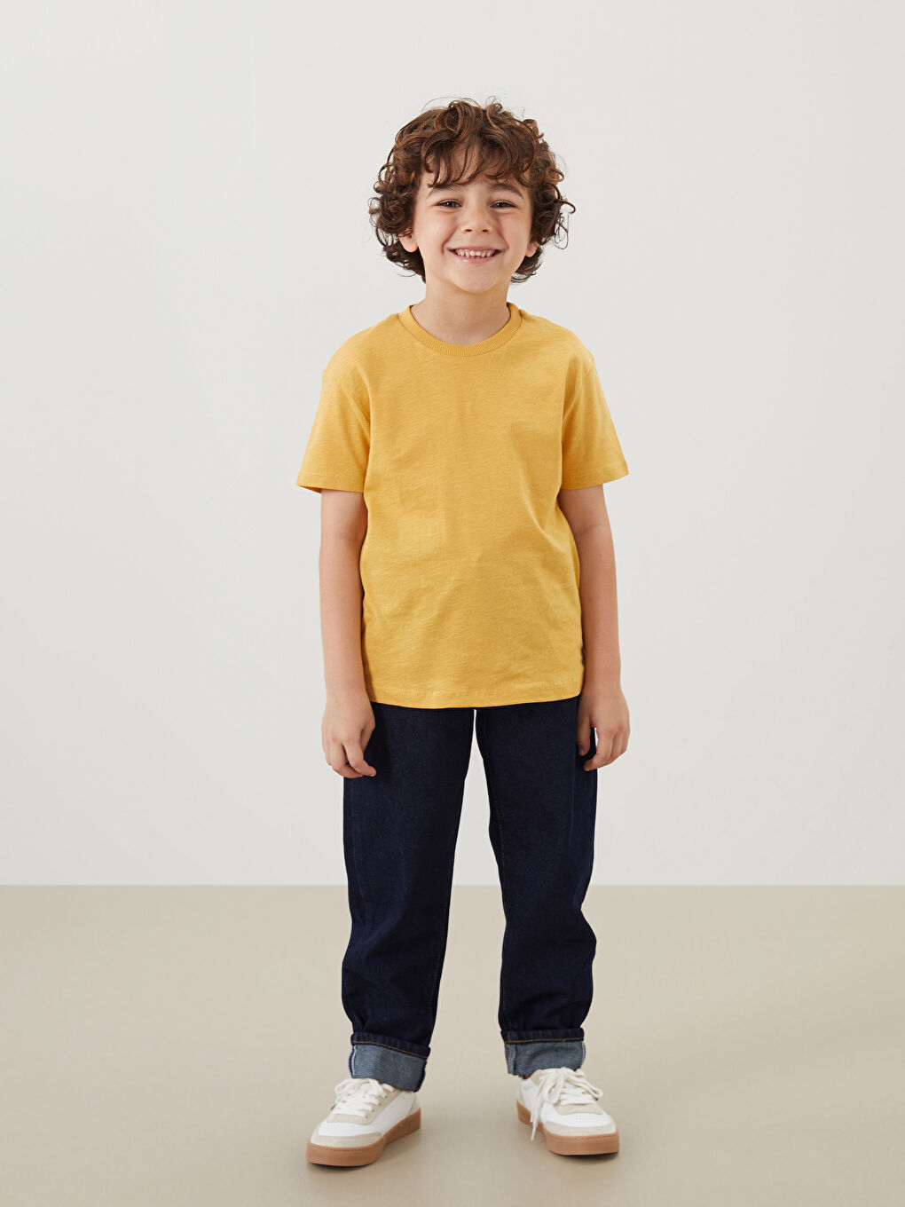 Sarı Bisiklet Yaka Basic Erkek Bebek Tişört-1