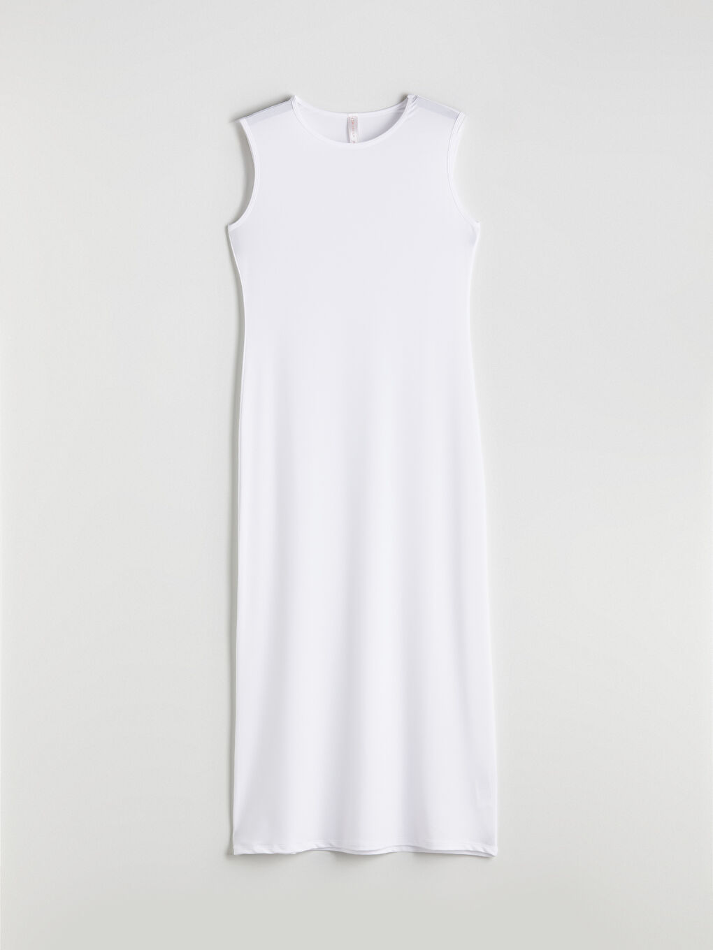 Beyaz Kadın Bisiklet Yaka Düz Elbise Astarı-4