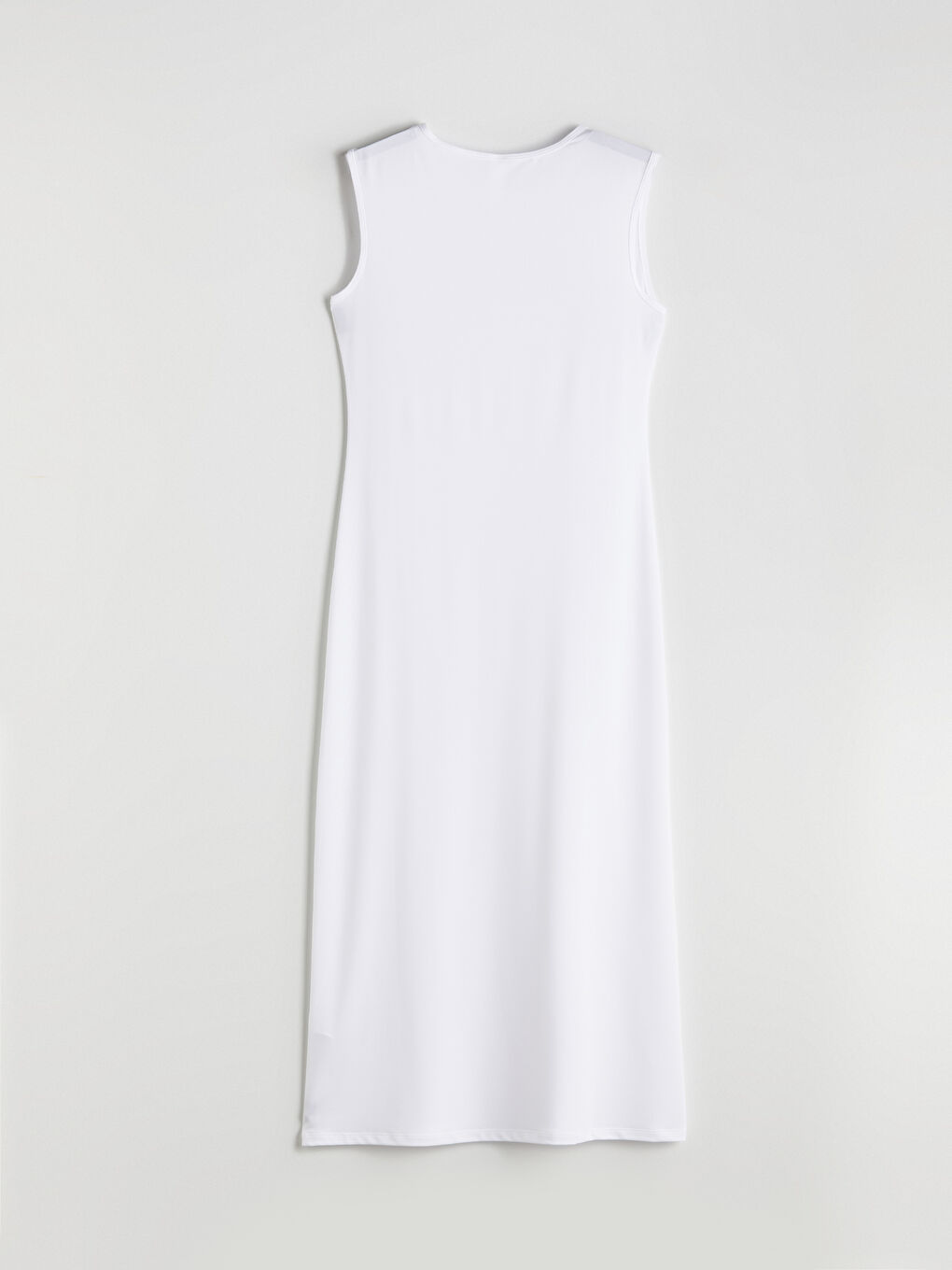 Beyaz Kadın Bisiklet Yaka Düz Elbise Astarı-6