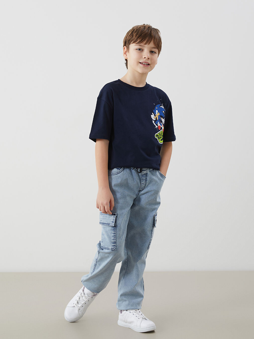 Elasticated Waist Boys' Cargo Jeans-1