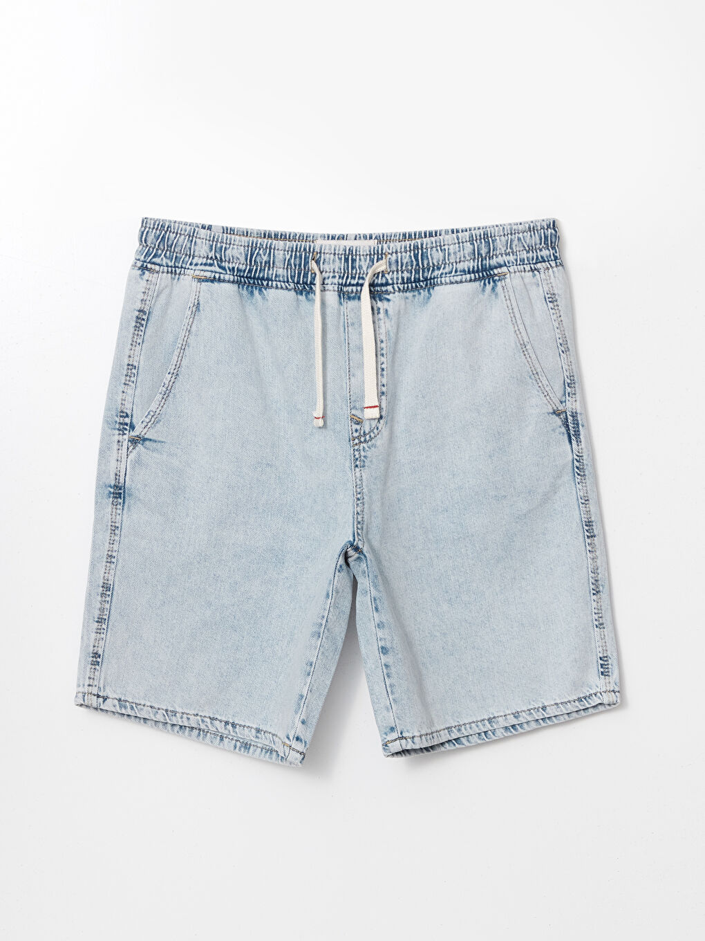 İndigo Rahat Kalıp Erkek Jean Şort-4