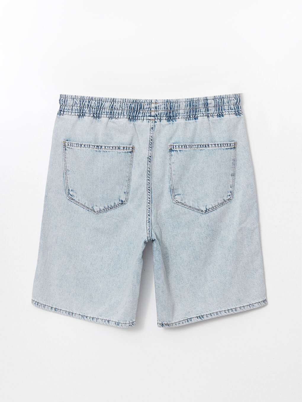 İndigo Rahat Kalıp Erkek Jean Şort-5