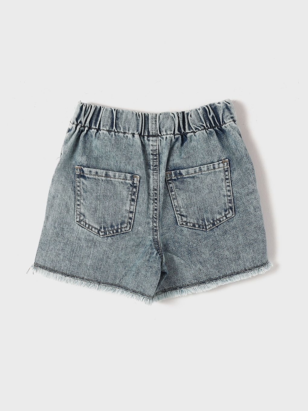 Mavi Beli Lastikli Kız Çocuk Jean Şort Etek-1