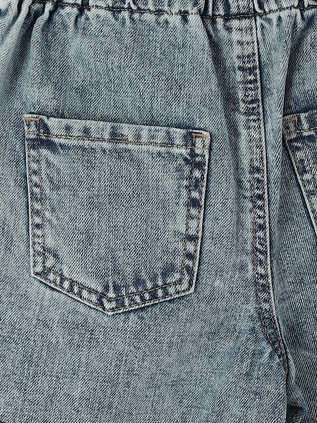 Mavi Beli Lastikli Kız Çocuk Jean Şort Etek-2