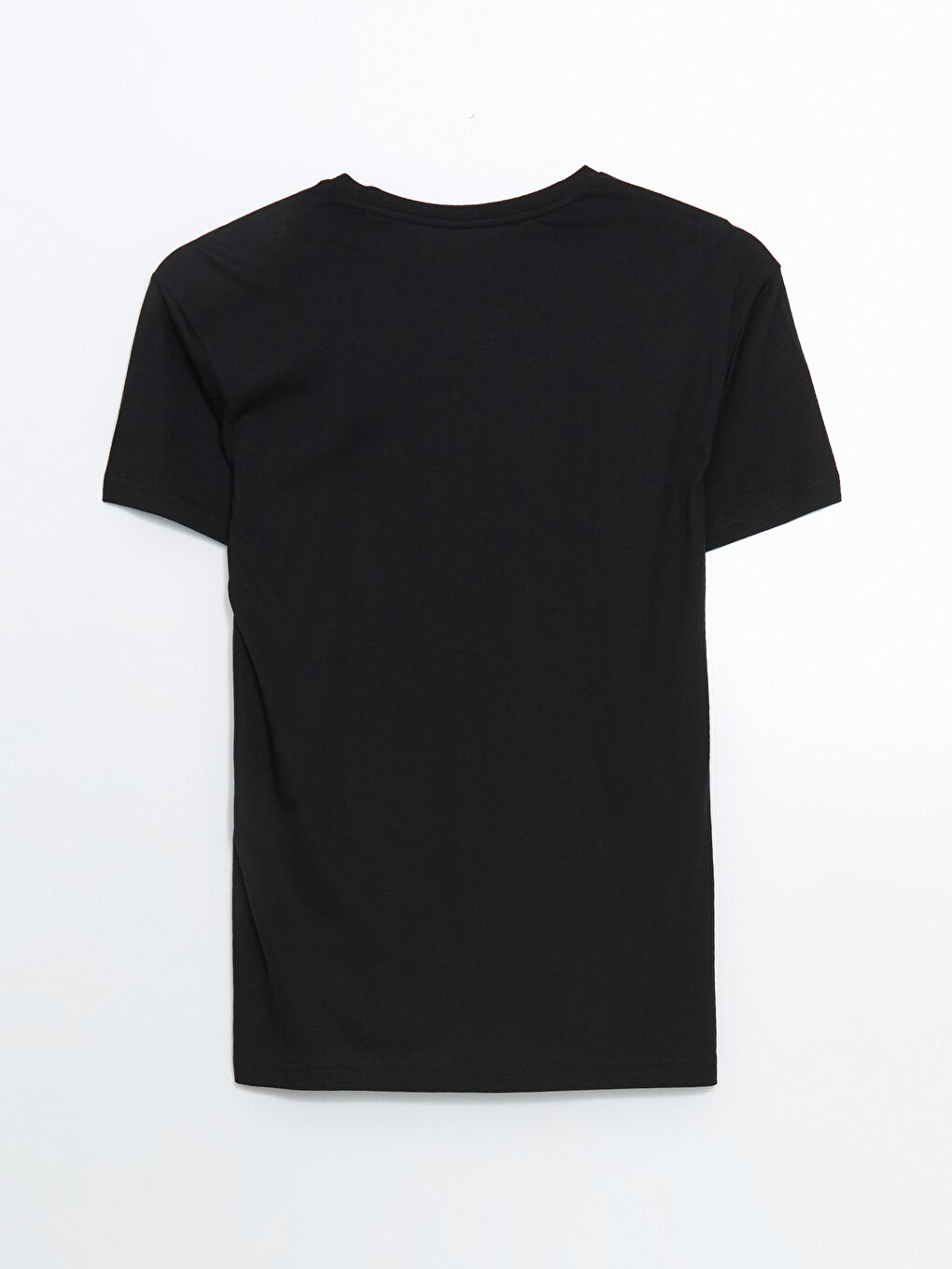 Siyah Bisiklet Yaka Kısa Kollu Erkek Pijama Üst-5