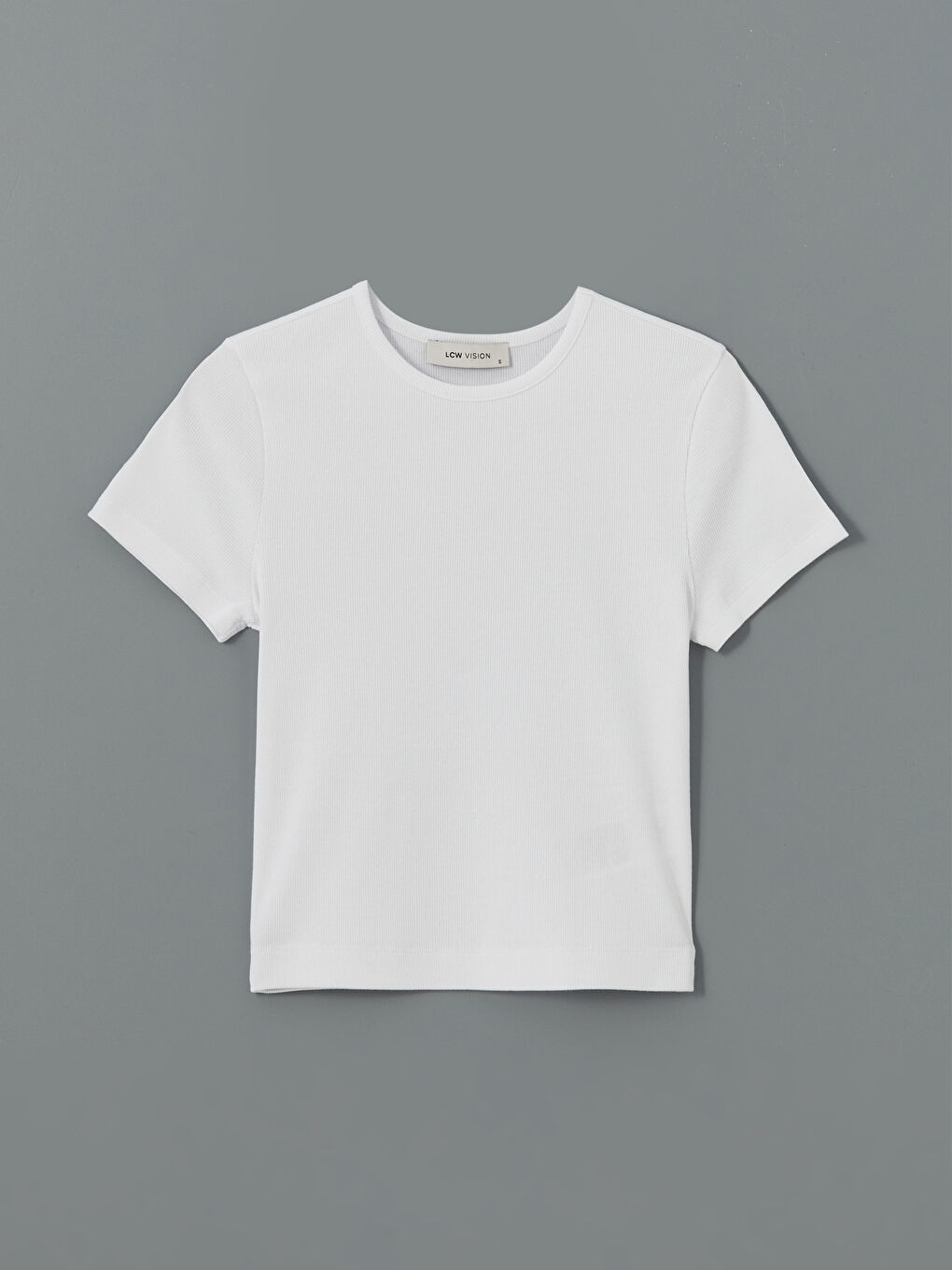 ياقة دائرية سادة كم قصير قميص قصير للسيدات-8