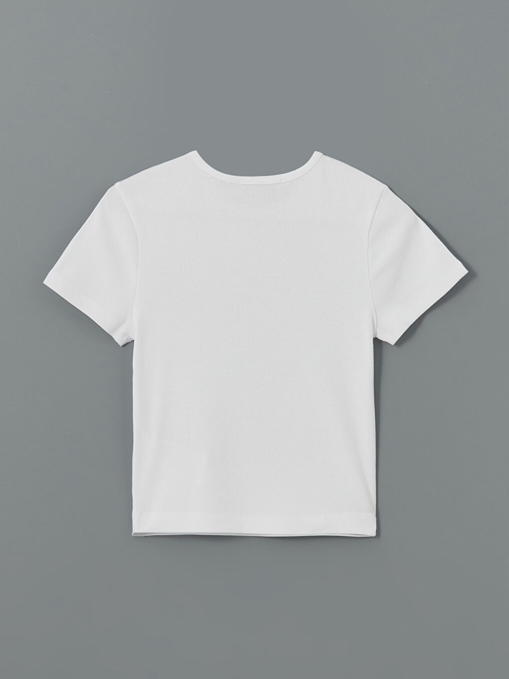 ياقة دائرية سادة كم قصير قميص قصير للسيدات-9