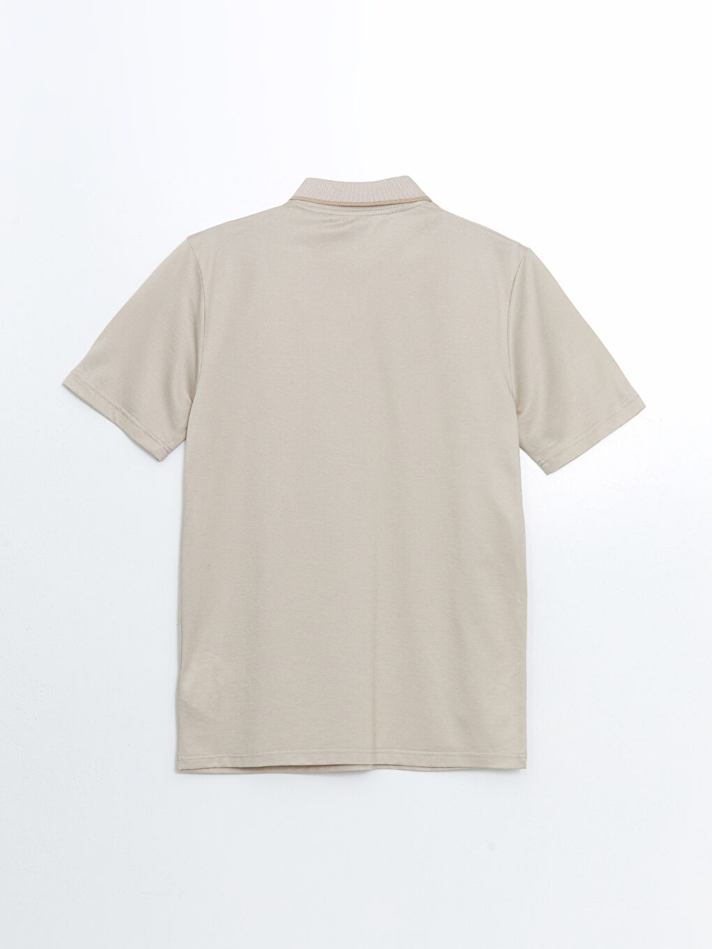 Bej Polo Yaka Kısa Kollu Erkek Tişört-5