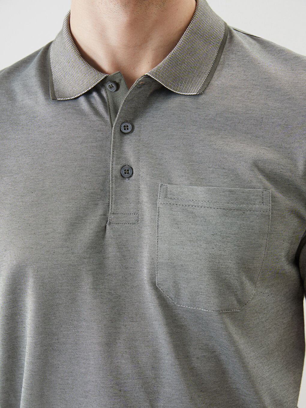 Yeşil Polo Yaka Kısa Kollu Erkek Tişört-2