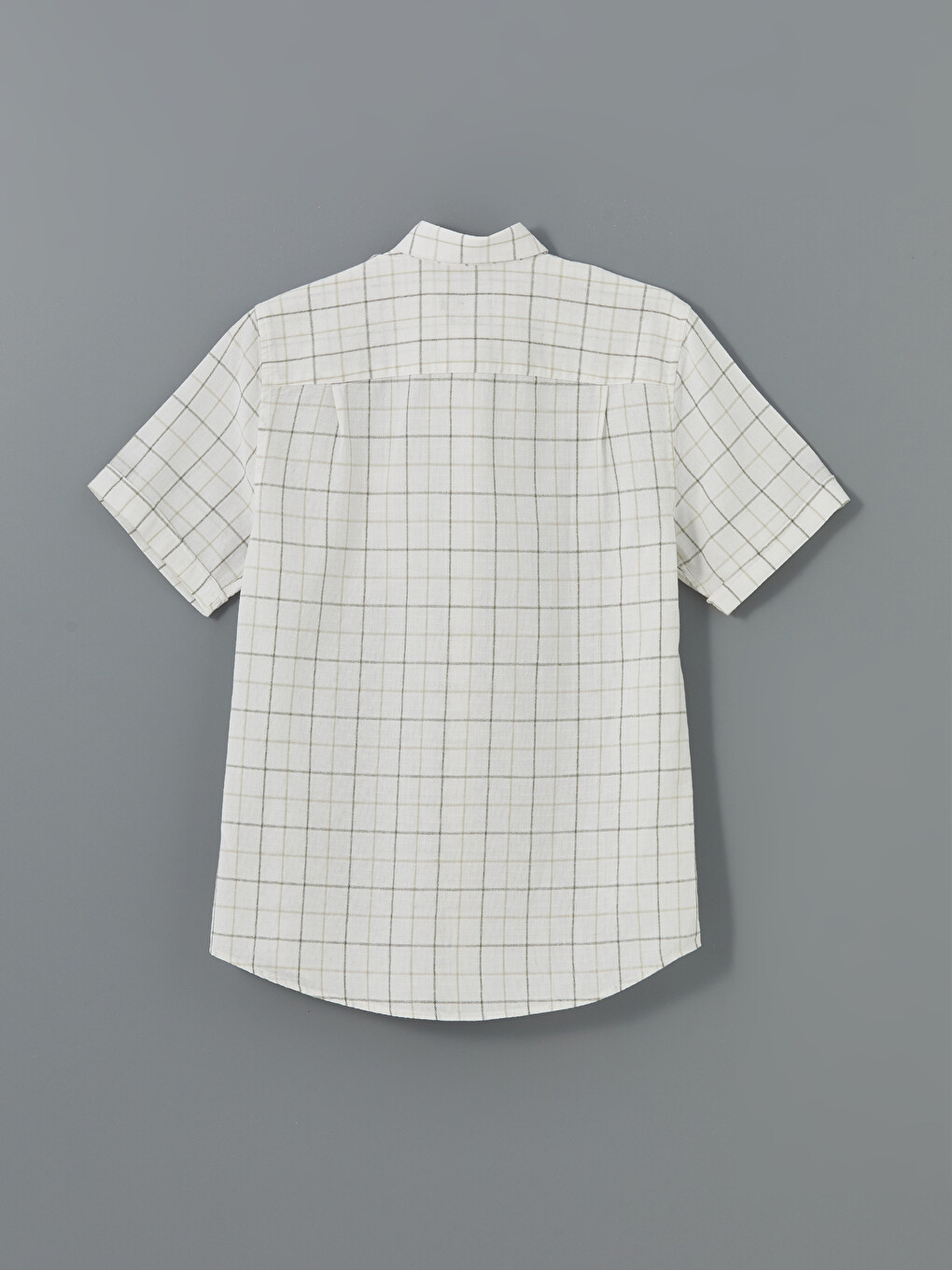 Regular Fit Short Sleeve Plaid Poplin Men's Shirt-5