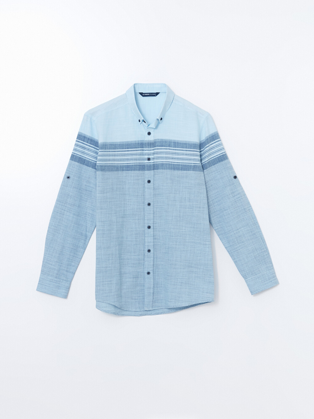 Regular Fit Long Sleeve Striped Poplin Men's Shirt-4