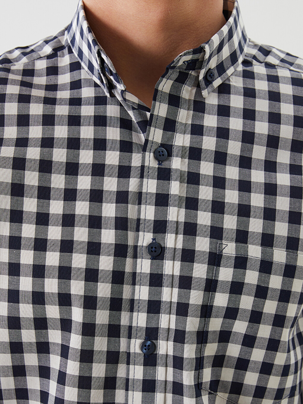 Regular Fit Long Sleeve Plaid Poplin Men's Shirt-2