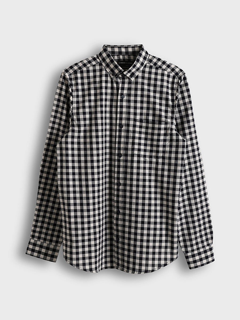 Regular Fit Long Sleeve Plaid Poplin Men's Shirt-4