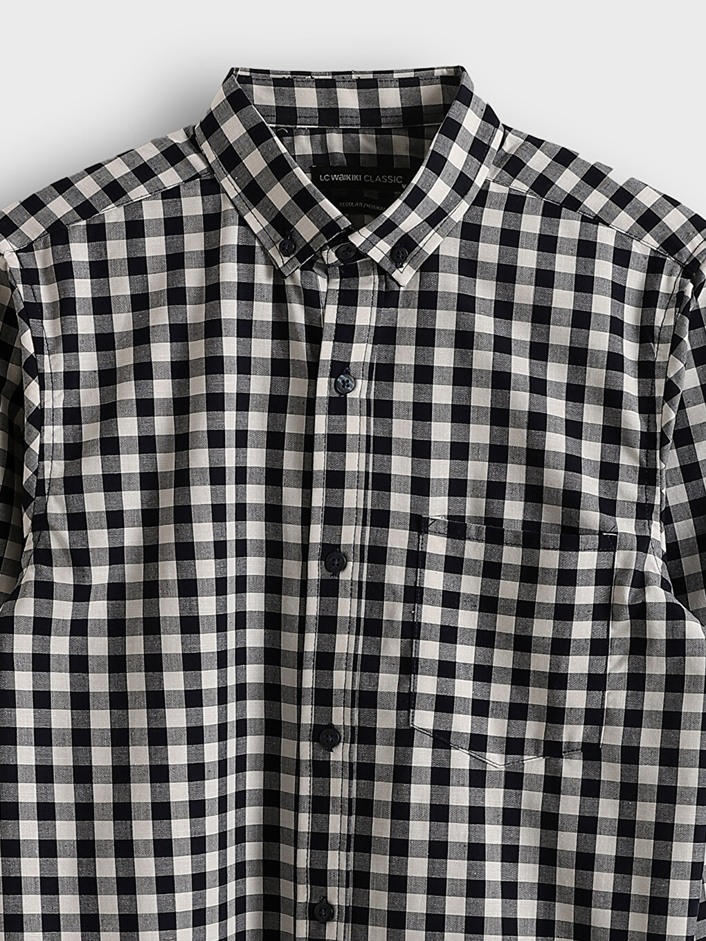 Regular Fit Long Sleeve Plaid Poplin Men's Shirt-6
