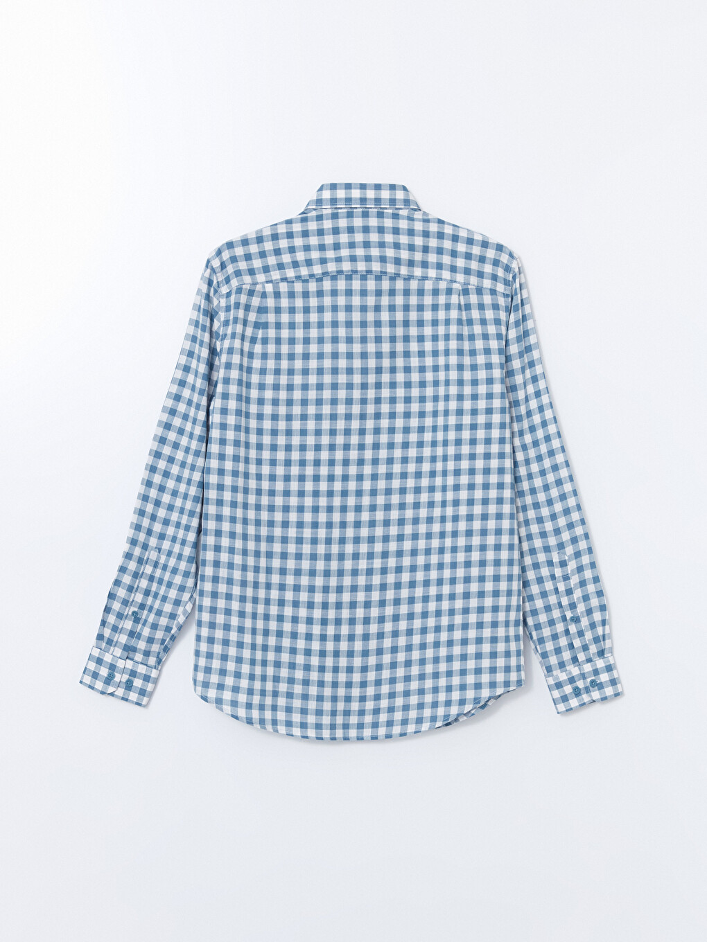 Regular Fit Long Sleeve Plaid Poplin Men's Shirt-11
