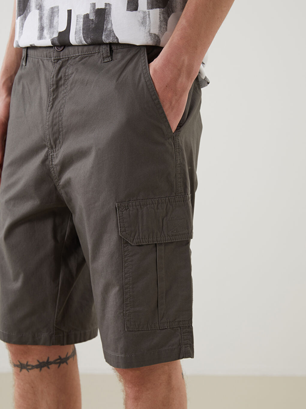 XSIDE Standard Fit Twill Men's Cargo Shorts -S4AJ60Z8-SEM