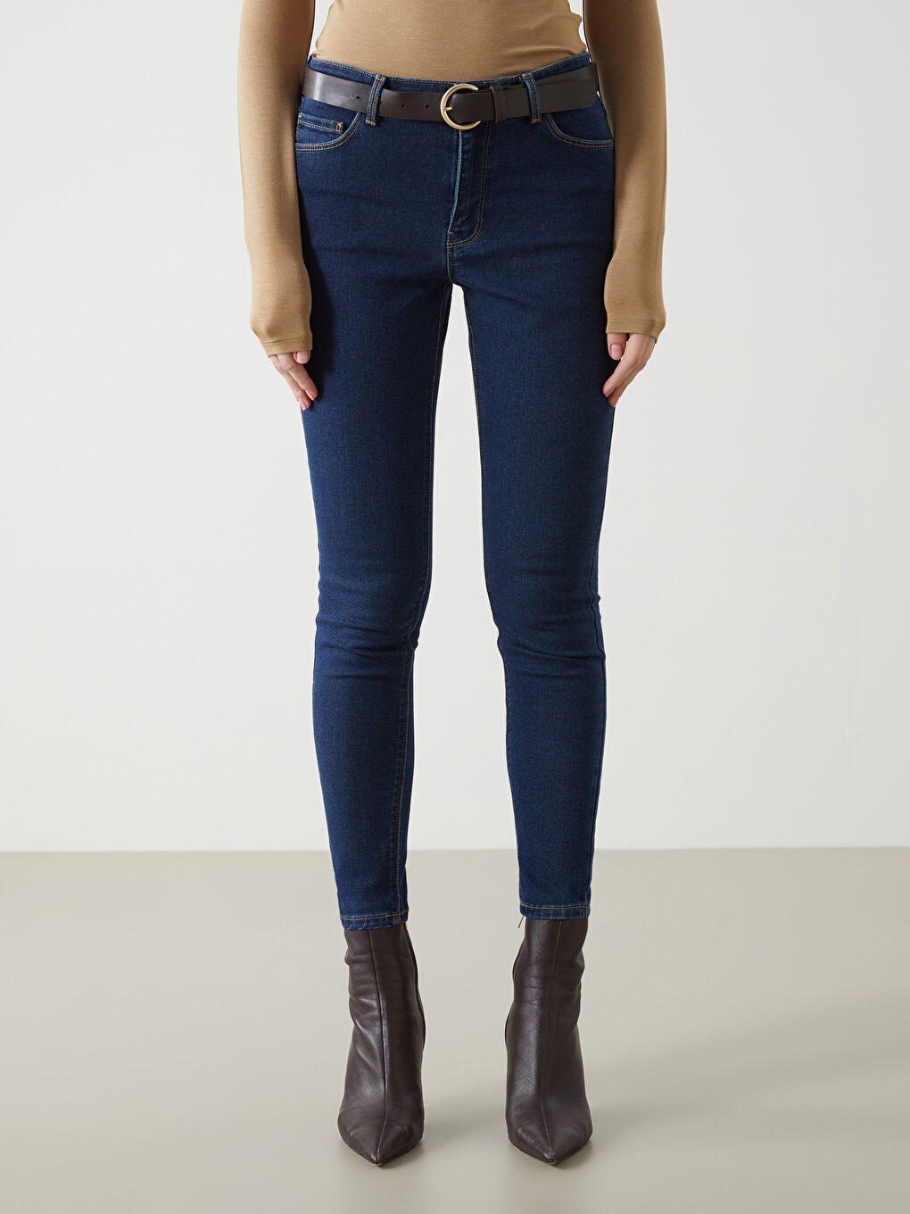 LCW Jeans Belted Waist Mercury Skinny Fit Women's Jeans -S4AN21Z8-309