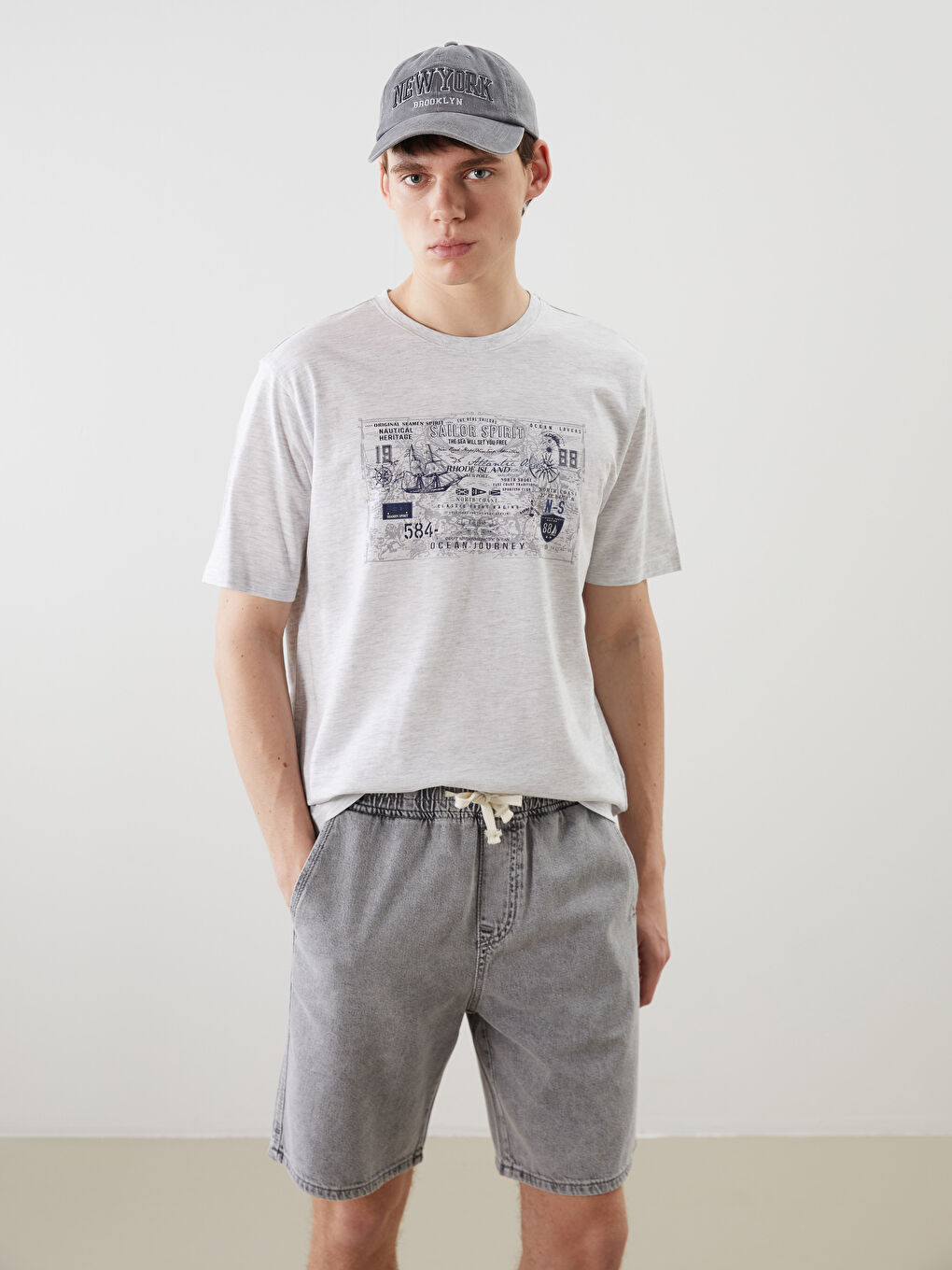 SOUTHBLUE Crew Neck Printed Jersey Men's T-Shirt -S4AV72Z8-DFL