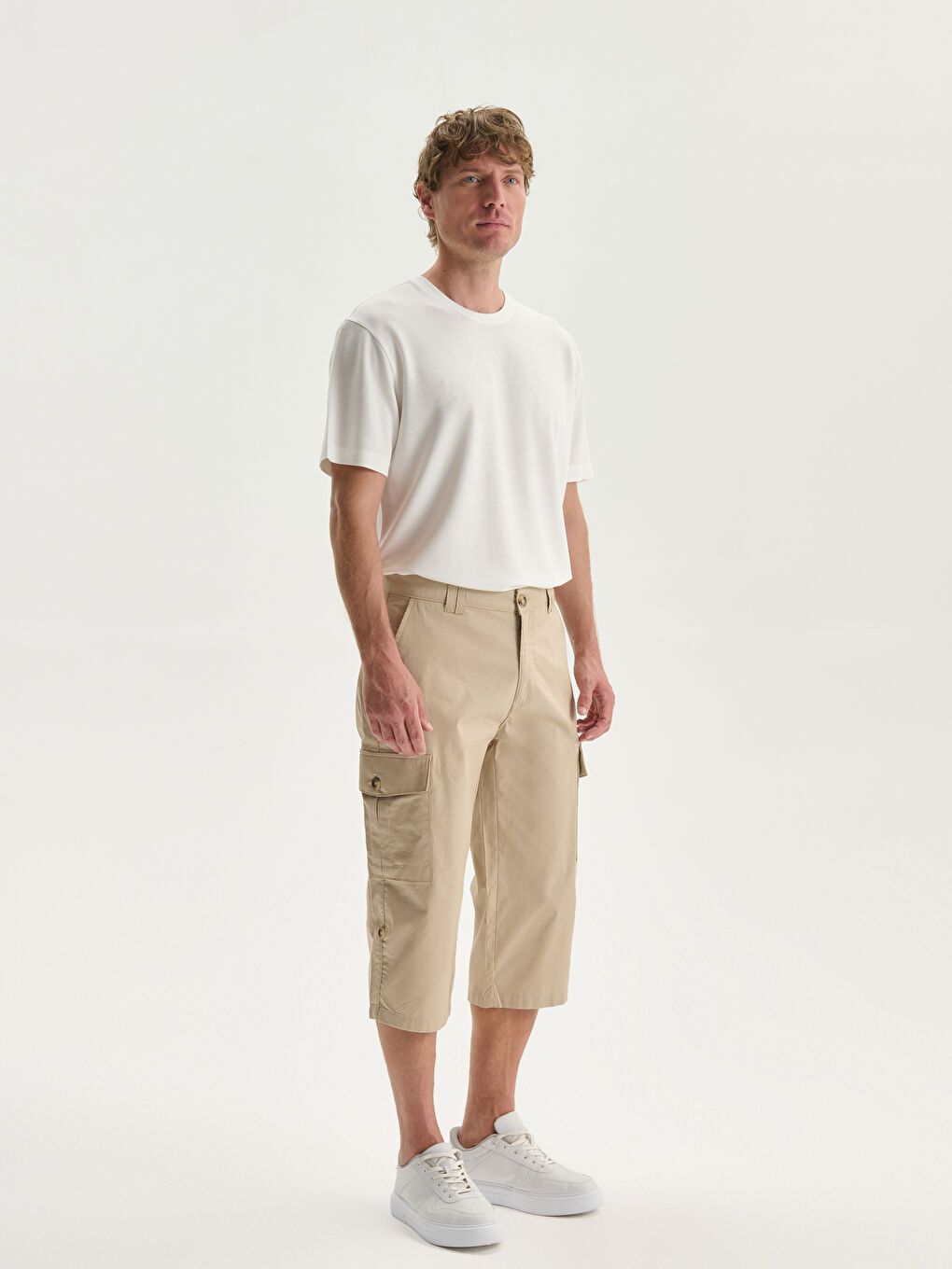 Bej Standart Kalıp Erkek Kargo Şort