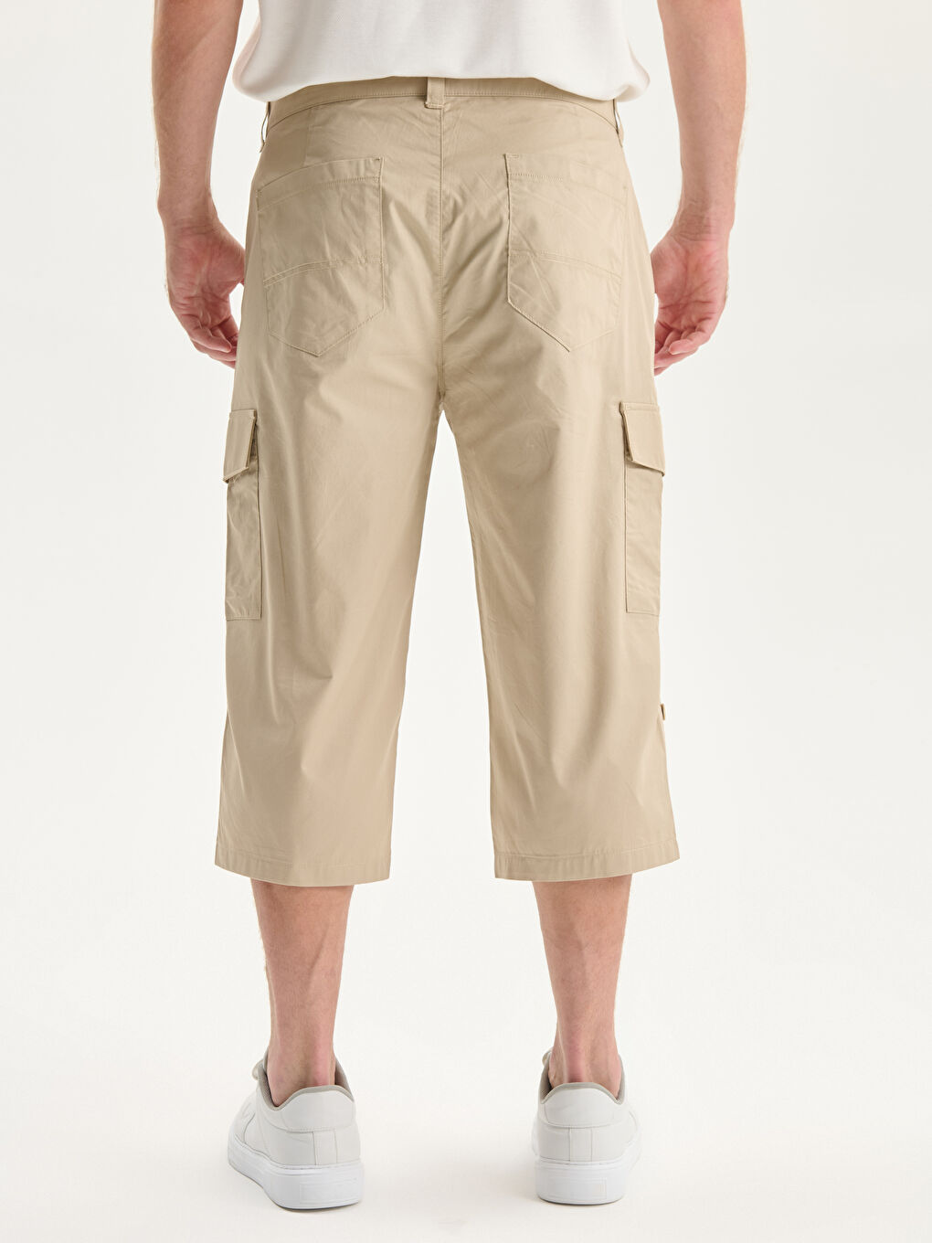 Bej Standart Kalıp Erkek Kargo Şort-3