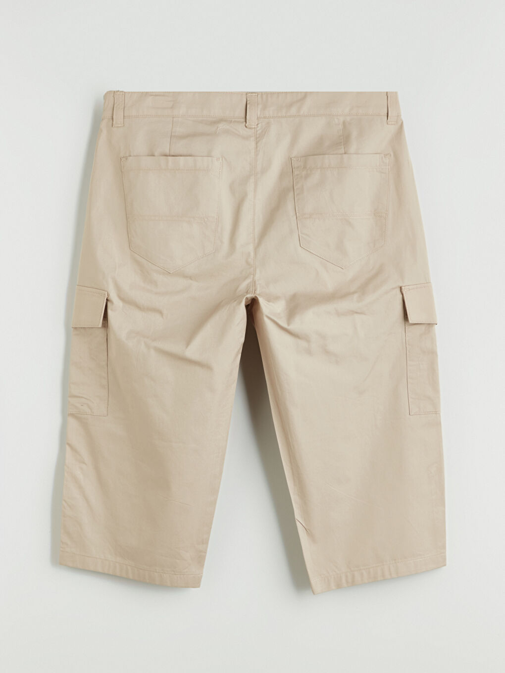 Bej Standart Kalıp Erkek Kargo Şort-5