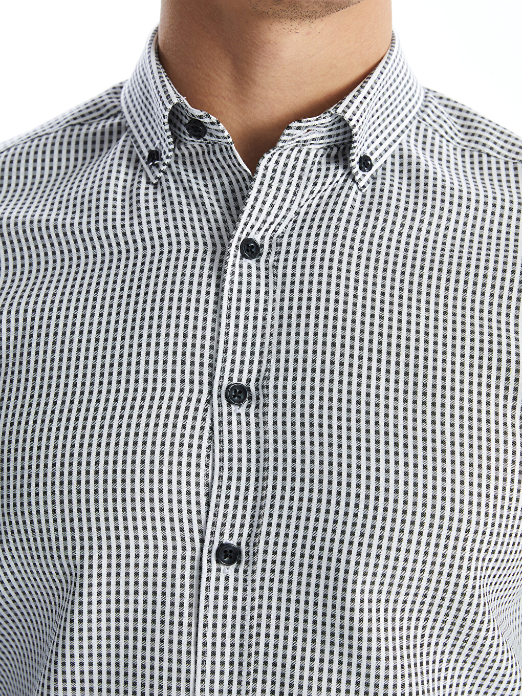 Regular Fit Long Sleeve Plaid Gabardine Men's Shirt-2