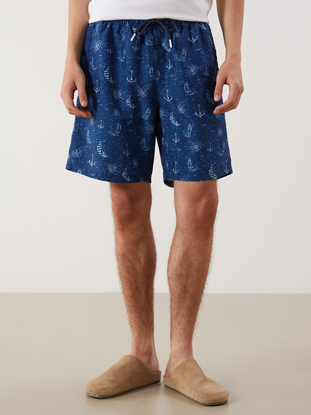 Short Patterned Men's Swimming Shorts-1