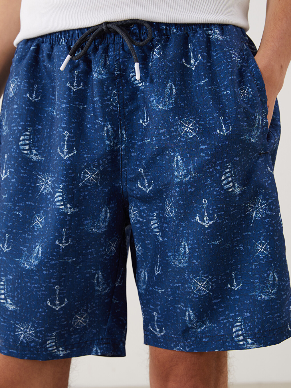 Short Patterned Men's Swimming Shorts-2