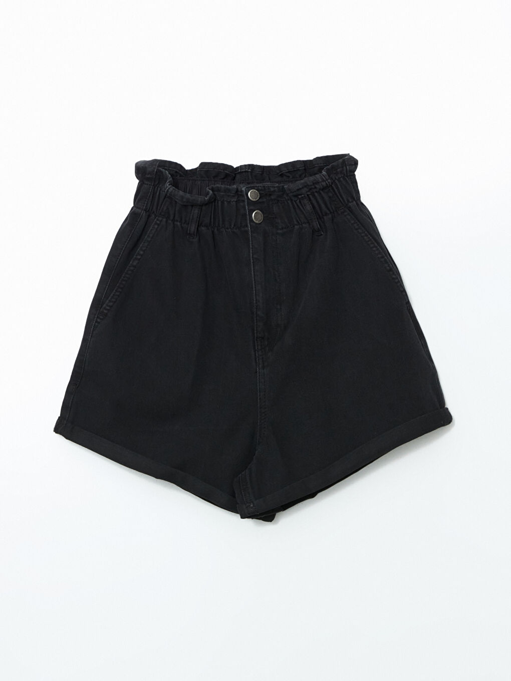 Elastic Waist Slouchy Fit Women's Denim Shorts -S4DK03Z8-327