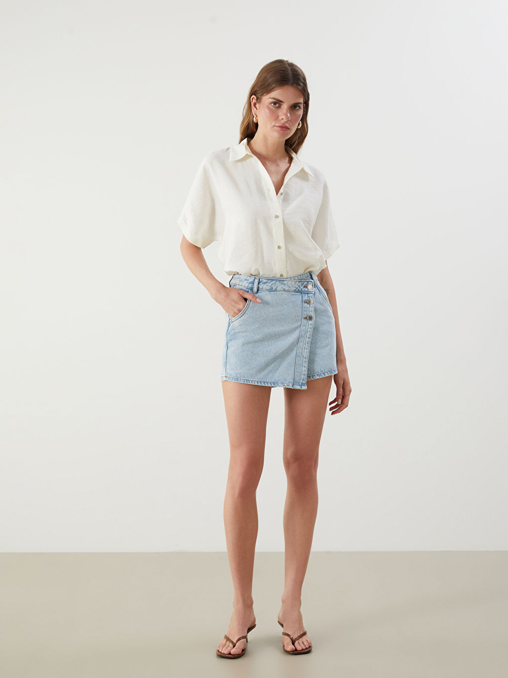 Standard Fit Women's Denim Skort -S4DK18Z8-311
