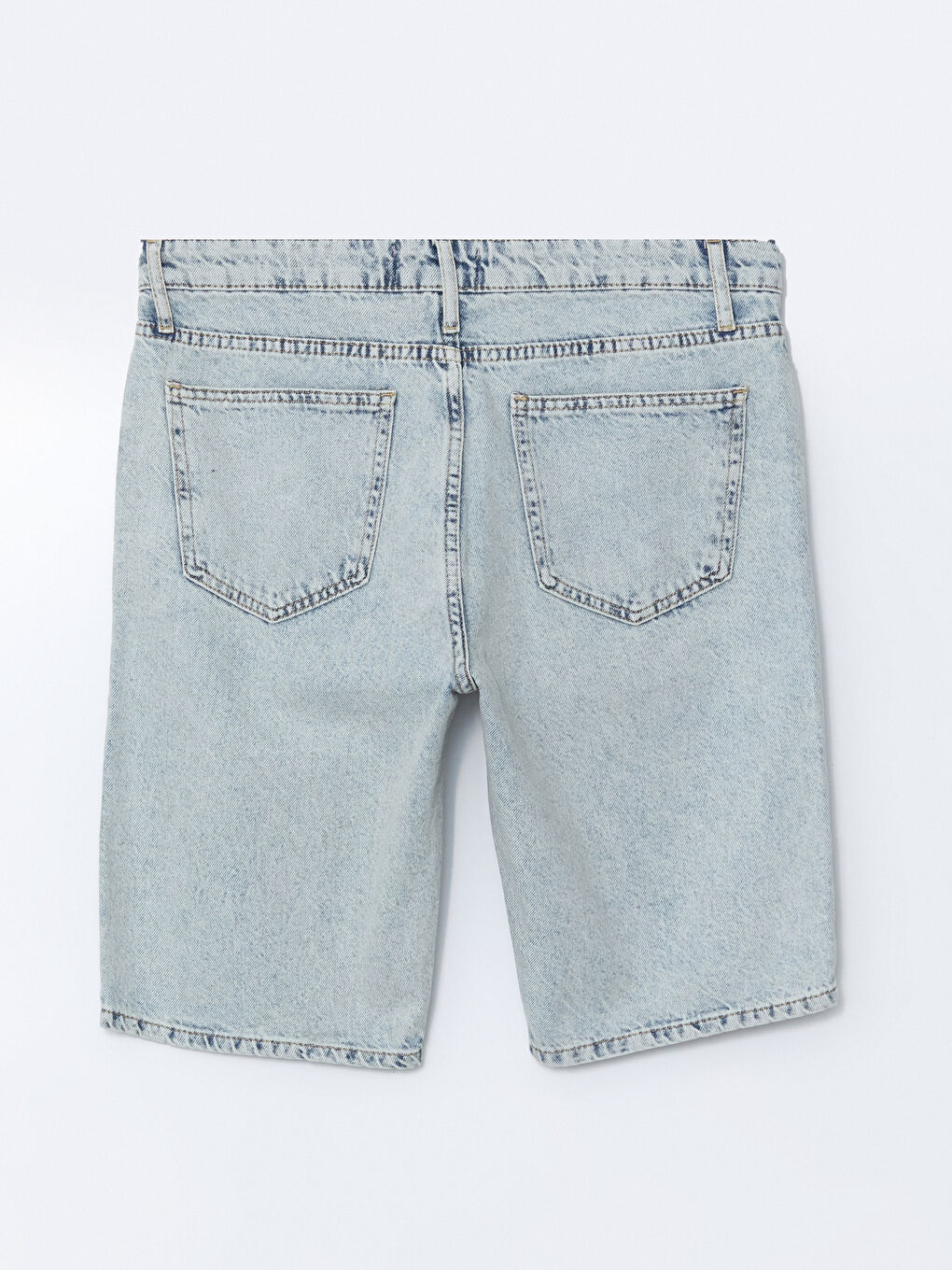 İndigo Standart Kalıp Erkek Jean Şort-4