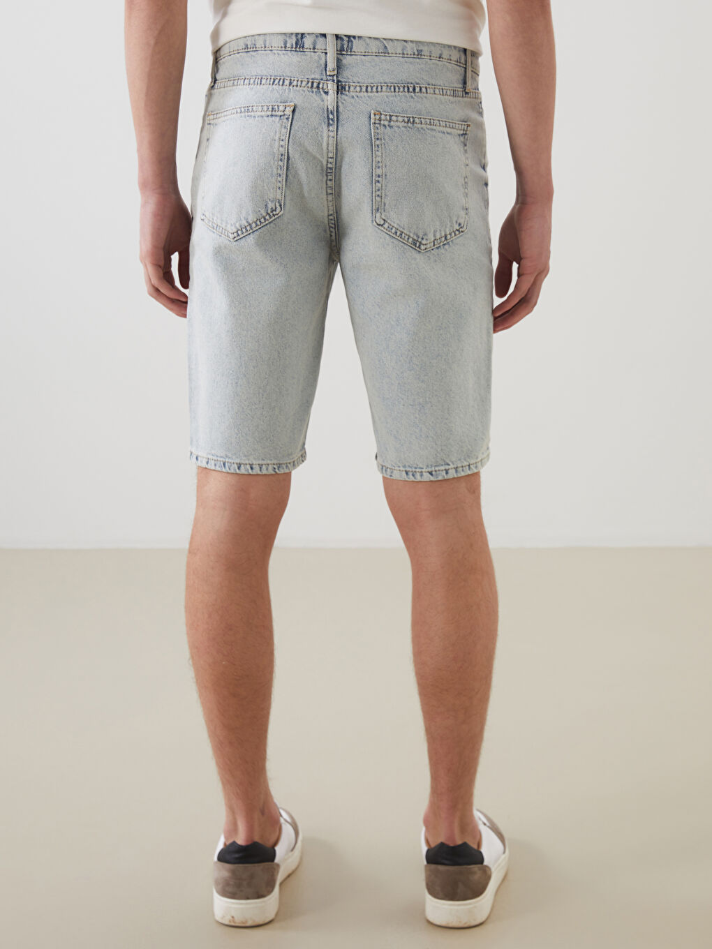 İndigo Standart Kalıp Erkek Jean Şort-3