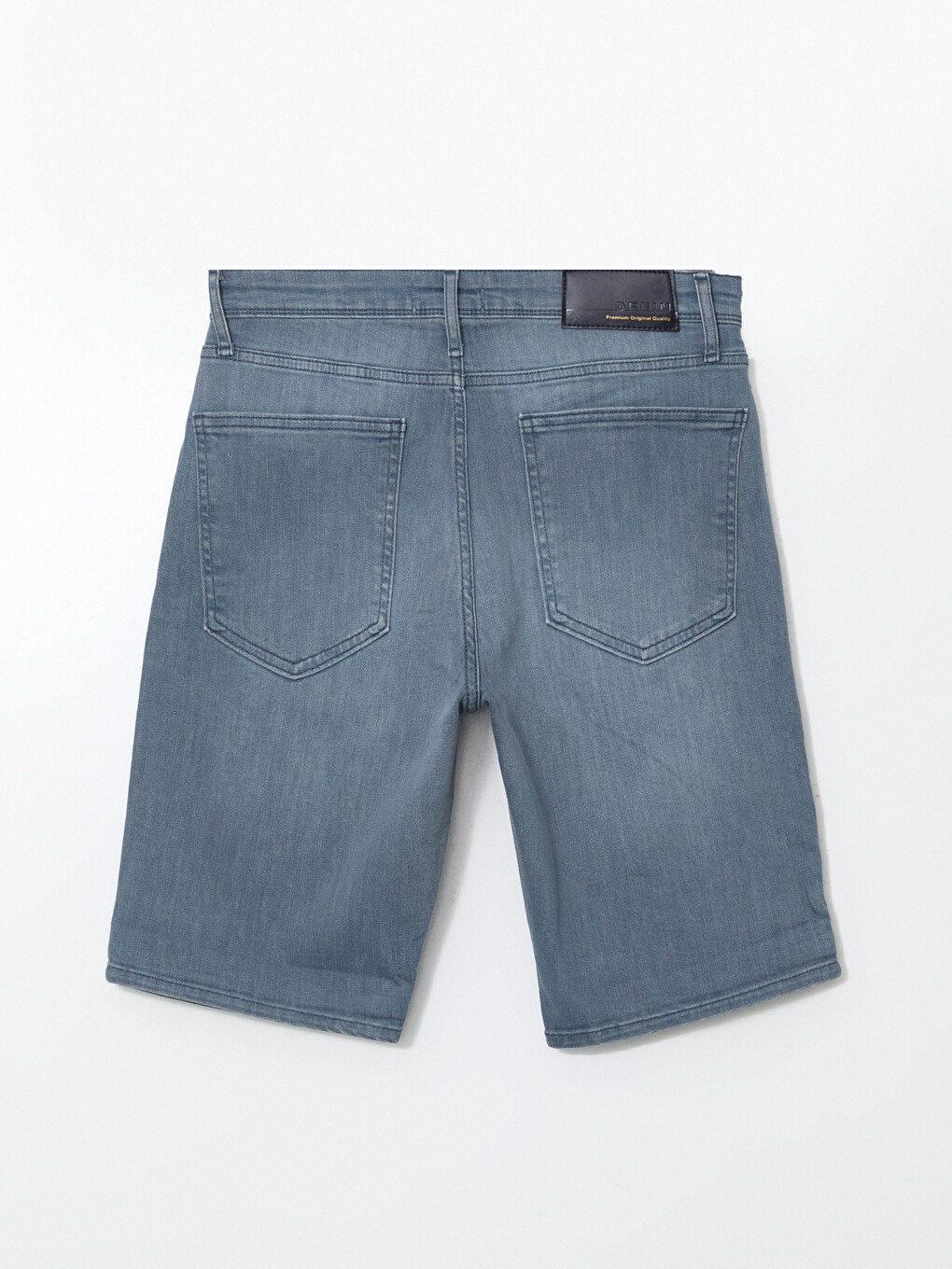 Gri Slim Fit Erkek Jean Şort-5