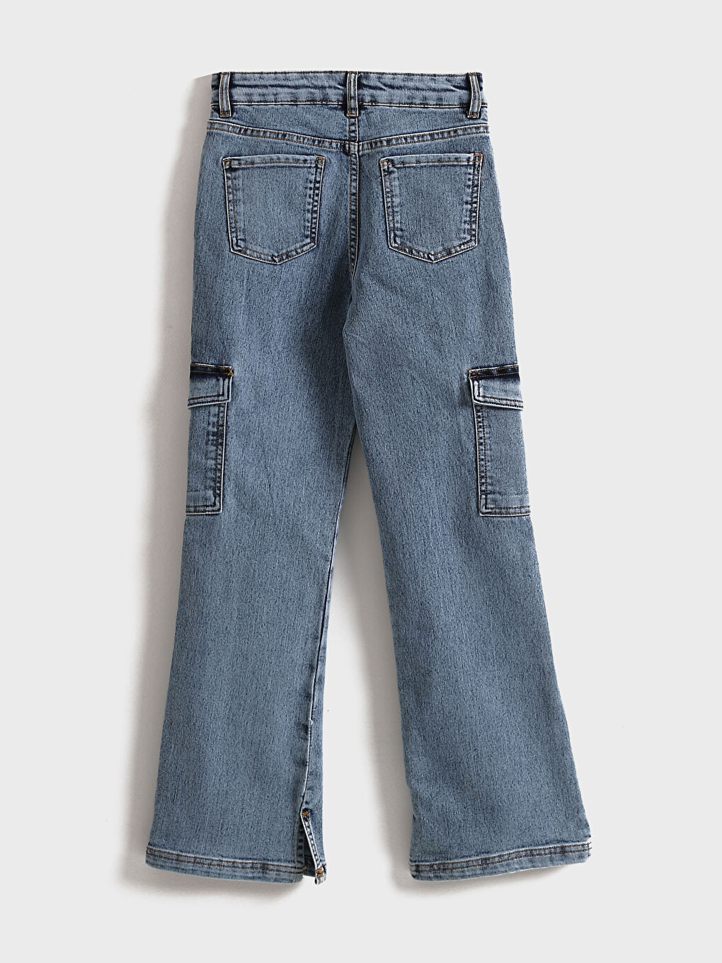 Adjustable Elastic Waist Girls' Cargo Jeans -S4ED52Z4-V2T
