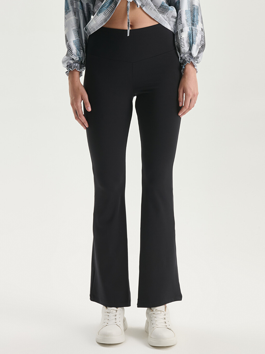 Elastic Waist Flare Women's Leggings Pants-1