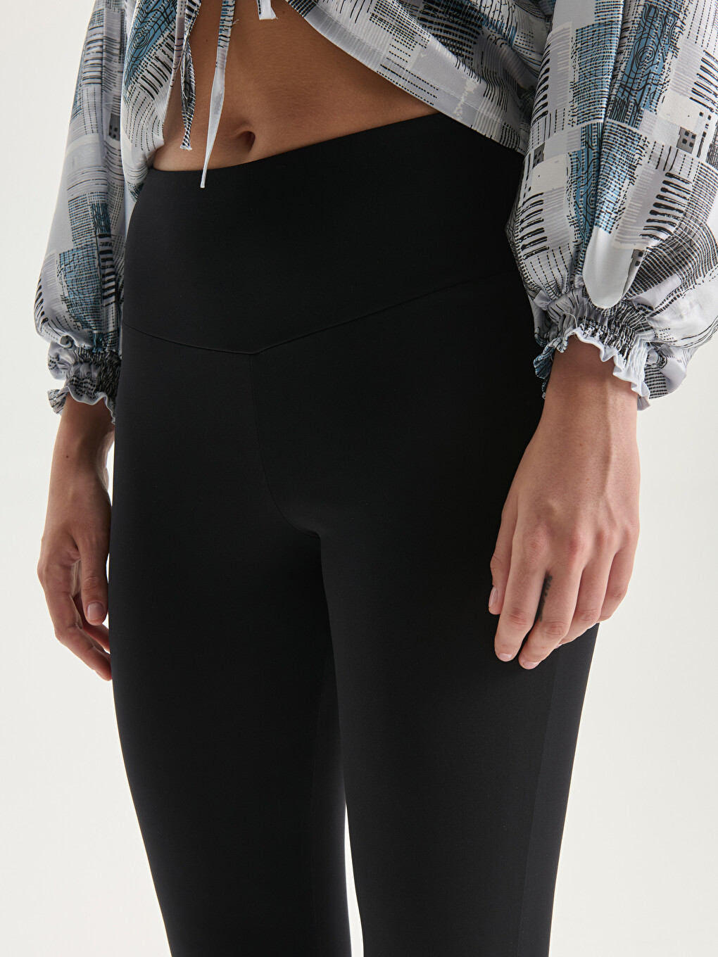 Elastic Waist Flare Women's Leggings Pants-2
