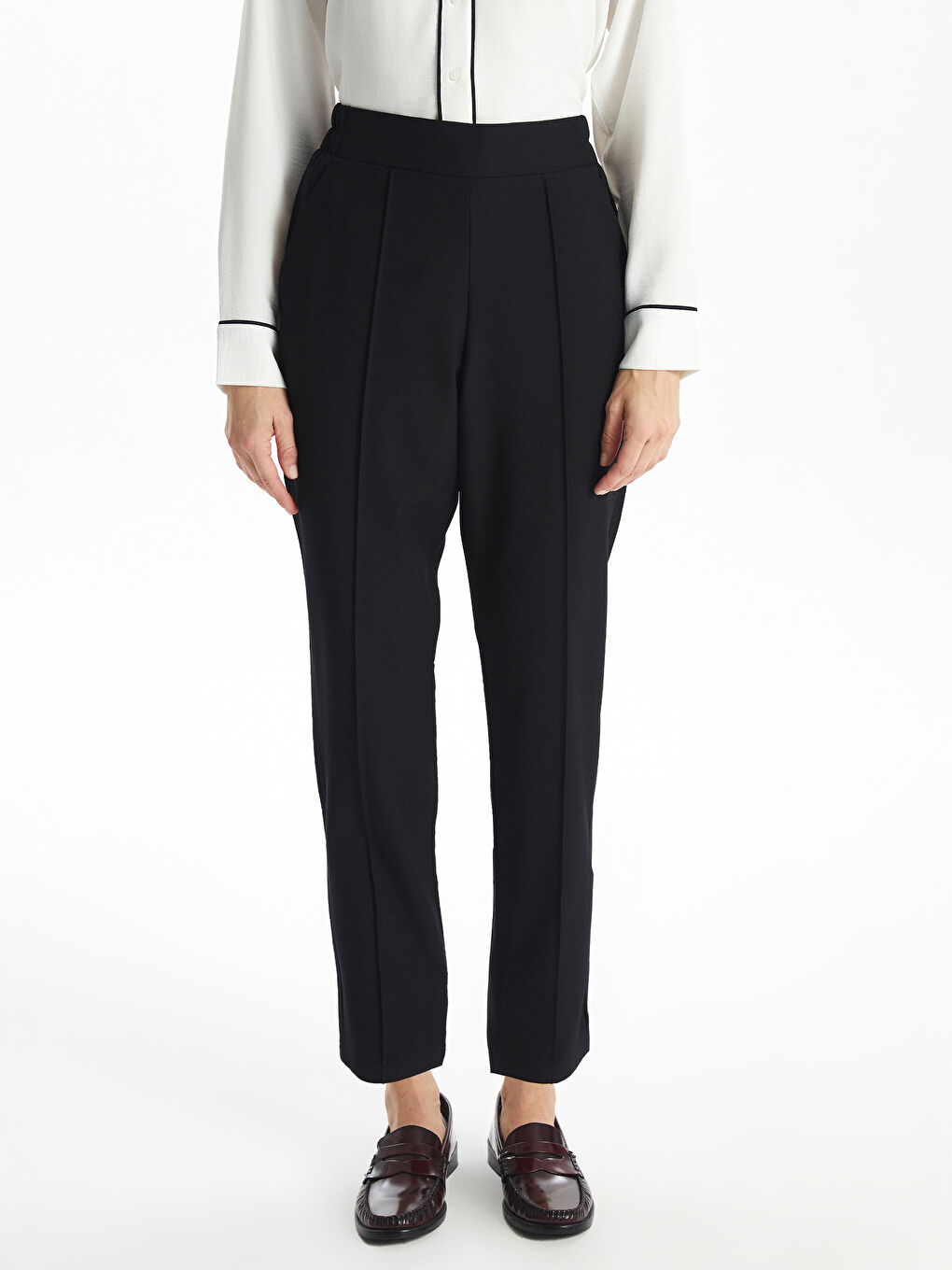 بنطلون سيجارة بخصر مرن للسيدات-3